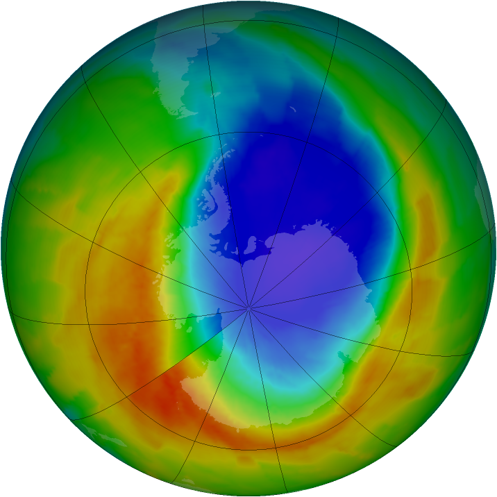 Antarctic ozone map for 12 October 2012